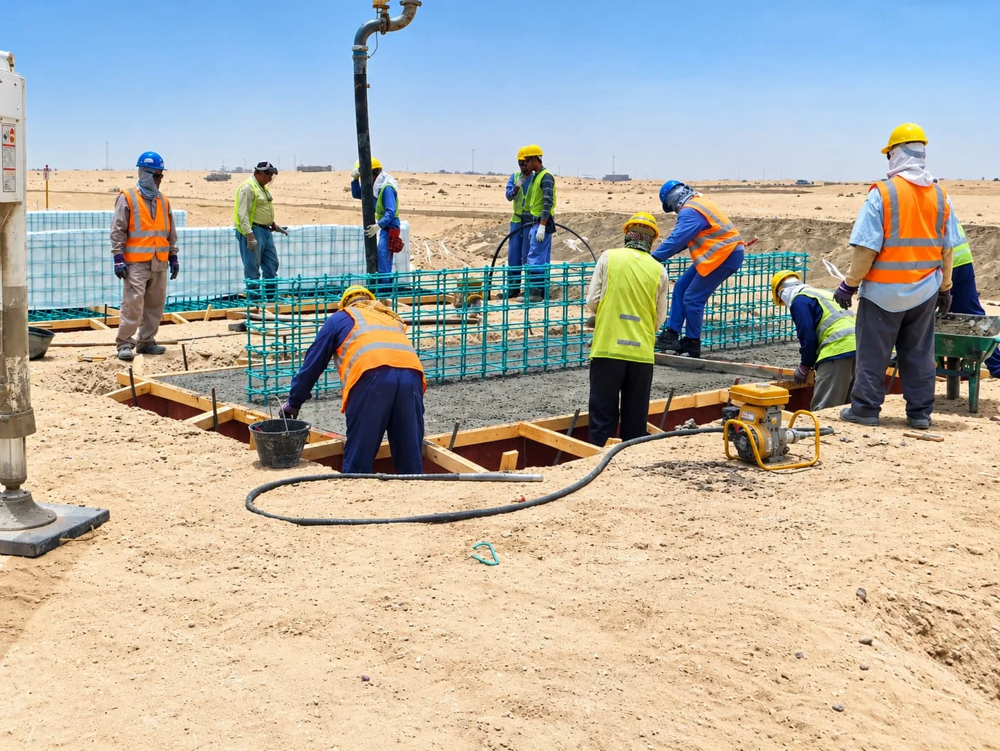 فريق العمل في موقع مشروع خطوط غاز